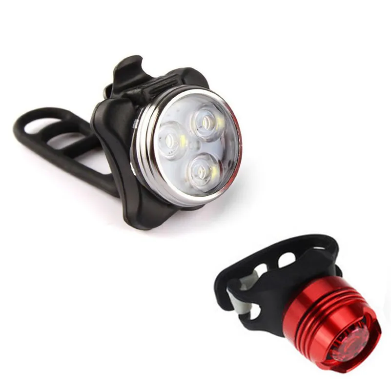 Bike Light LED USB Rechargeable led Bike Lamp Set Front Tail Light Bike Cycling Light Mount #4A24 (6)