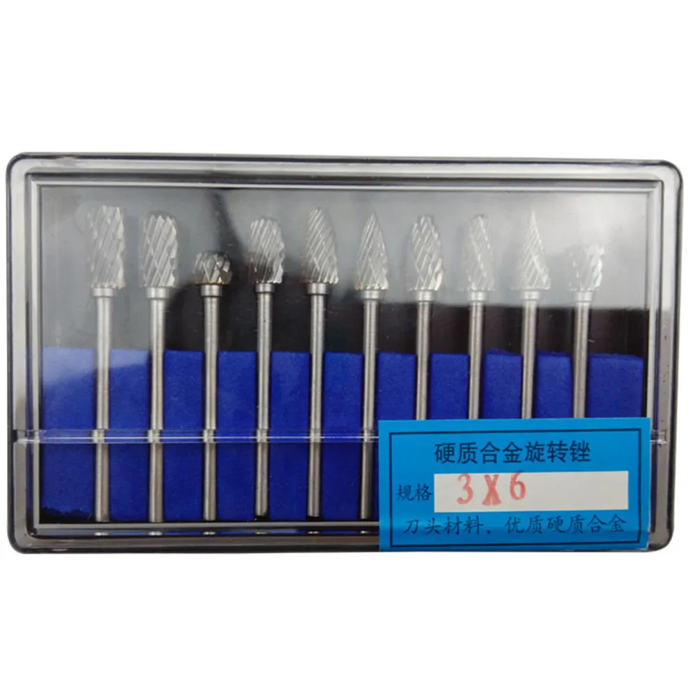 10pcs Dremel Carbide Burrs Drill Bit Set for Metal Woodworking Carving