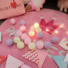 Фиолетовый кремово-белый Хлопковый шар светодиодный гирлянда сказочные Рождественские огни наружные Luces Decorativas De Navidad Свадебные украшения