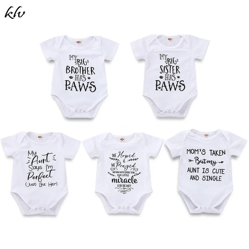 

2PCS Summer Baby Boys Girls Clothes Newborn Infant Letter Print Romper Short Sleeve Cotton Playsuit Jumpsuit Outfits