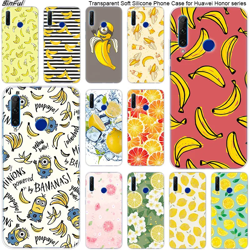 

Hot Fruit lemon banana Soft Silicone Phone Case for Huawei Honor 20 20i 10 9 8 Lite 8X 8C 8A 8S 7S 7A Pro View 20 Fashion Cover