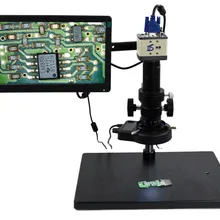 1080P HDMI USB промышленный микроскоп камера 18X-200X высокая Рабочая дистанция оптический объектив Настольный светодиодный светильник источник