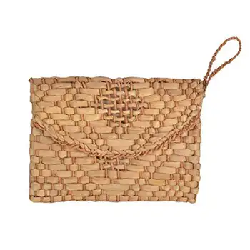 

Straw Clutch Purse Women Wristlet Clutch Handbag Envelope Bag Large Wallet Summer Beach Bag