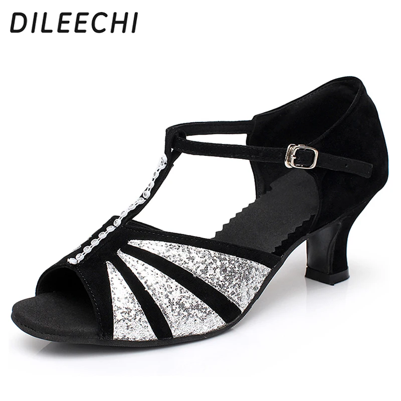Dileechi Latin Dance Shoes Women's Adult Open Toe Summer Soft Outsole