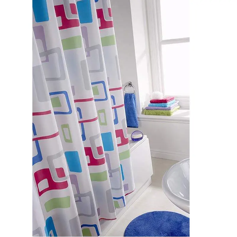 shower curtain runner with geometry lattice hooks waterproof polyester fabric bathroom shower ...