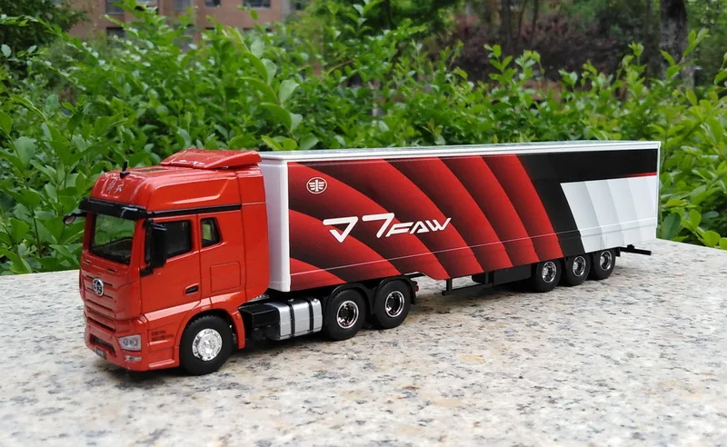 Изысканный, Коллекционная модель из сплава подарок 1: 64 масштаб FAW J7 сверхмощный контейнер грузовик тягач литья под давлением Игрушка Модель дисплея - Цвет: Красный