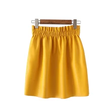 Cheshanf Осенняя модная женская однотонная короткая универсальная юбка из искусственной кожи с эластичной резинкой на талии Женские повседневные юбки Saias