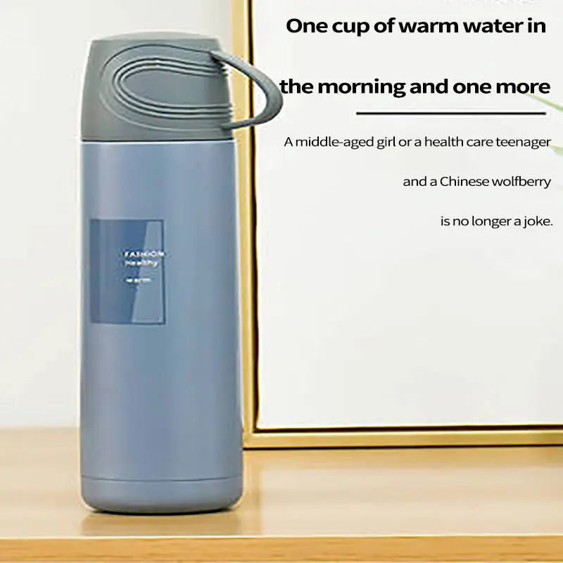 YIHAO 500ML Stainless Steel Vacuum Flasks Thermoses Cup Double Outdoor Portable Thermal Insulation Business Vacuum Flask Cup - Цвет: Синий