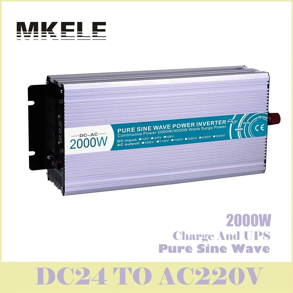 

Hot Sale Inverter MKP2000-242-C Dc24v To Ac220v 2000w Pure Sine Wave Solar Voltage Converter With Charger And UPS China