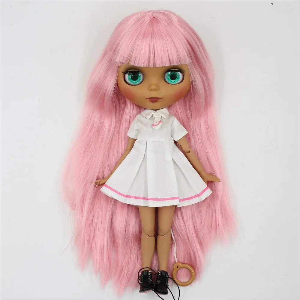 Ледяная фабрика blyth кукла 1/6 bjd шарнирное тело темная кожа матовое лицо розовые прямые волосы BL6022 30 см