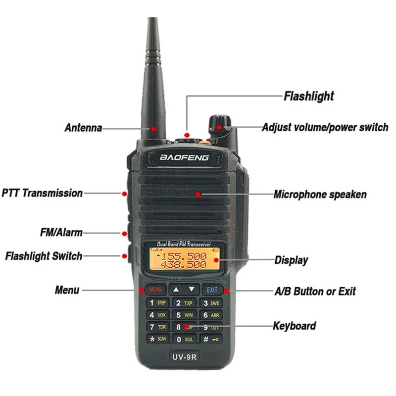 Водонепроницаемый 8 Вт Baofeng UV-9R рация для CB Ham радиостанции UV 9R 10 км двухдиапазонный двухстороннее радио UHF ОВЧ ЧМ трансивер