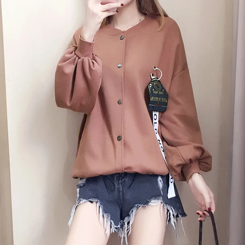 

2017 women's plus size solid single breasted long sleeve lantern sleeve cardigan jacket female coats with ornaments