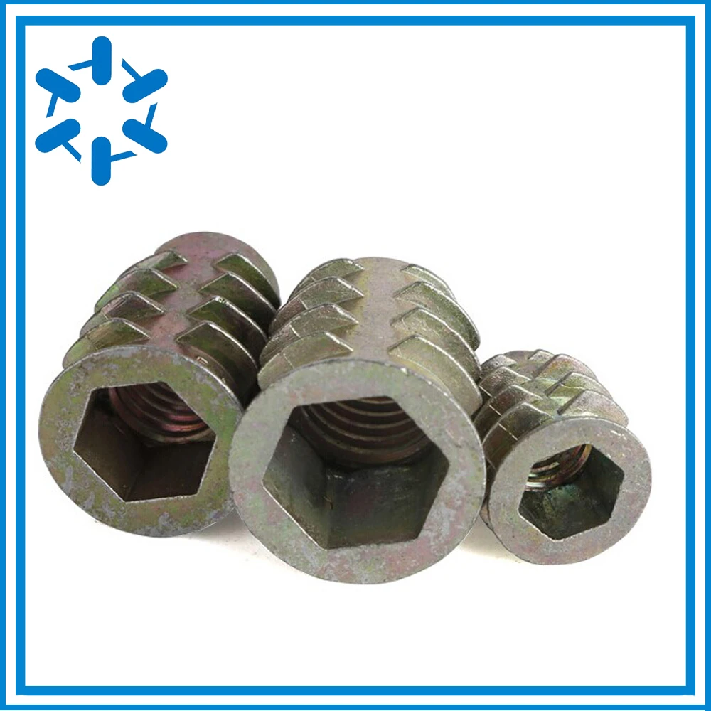 100pcs/lot Zinc alloy hex socket E nut wood insert furniture nuts M4*8/