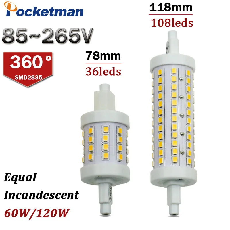 Equal Incandescent 60W 120W R7S LED Lamp 7W 14W SMD2835 85-265V Dimmable 78mm 118mm LED Corn Bulb R7S 360 Degree Halogen Light