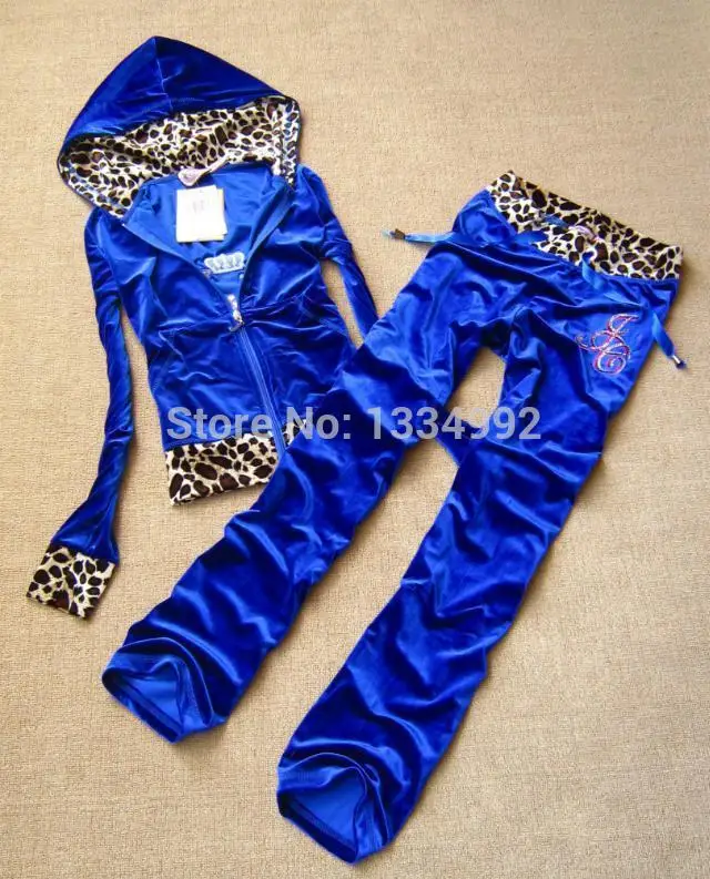 Free Shipping Famous Brand Ladies Sportsuit Long Sleeves Leopard Hoodies&ampPant Set Women Blue Casual Slim Female Tracksuits S-XXL | Женская