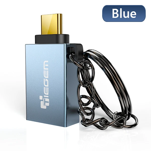 Адаптер TIEGEM type C type-C на USB 3,0 OTG кабель адаптер USB C конвертер для One plus 6T 5 Xiaomi Mi 8 huawei USB C OTG адаптер - Цвет: Синий