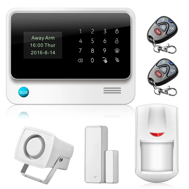 

433MHz Security Alarm Touch Screen Alarm IOS Android APP Control With PIR Motion Detector Door Sensor WIFI GSM Home Alarm System