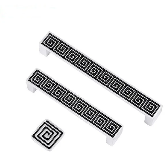 

128mm silver white Kitchen cabinet handles pull black drawer dresser cupboard wardrobe furniture door handles knobs pulls 5"