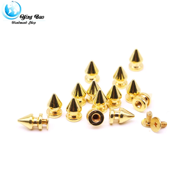 50sets/pack 8mm (Diameter), 12.4mm (Height)  spikes 8mm colorful spikes rivet accessories neon studs and spikes Gold rivet B-02