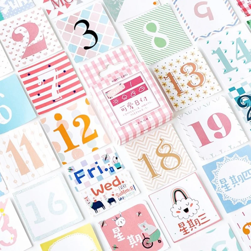 

45 pcs/pack Colorful calendar adhesive paper sticker diy Handmade Gift Card photo album Scrapbook decoration sticker