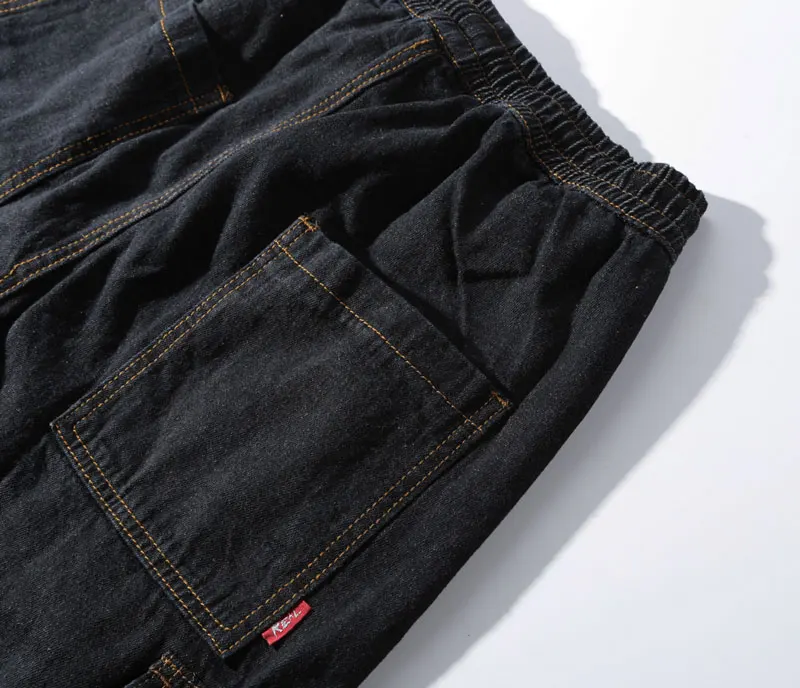 Американская уличная модные мужские джинсы Цвет свободный покрой с большими карманами; штаны-карго из денима брюки hombre в стиле «хип-хоп» спортивные брюки джинсы Для мужчин