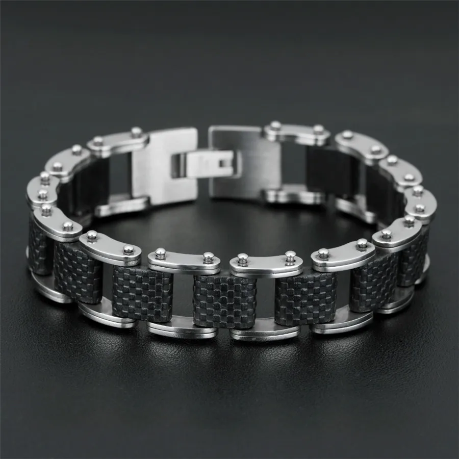 OPK-Square-Genuine-Sillcone-Mens-Bracelet-Stainless-Steel-Motorcycle-Biker-Chain-Design-Casual-Style-Double-Safety (3)