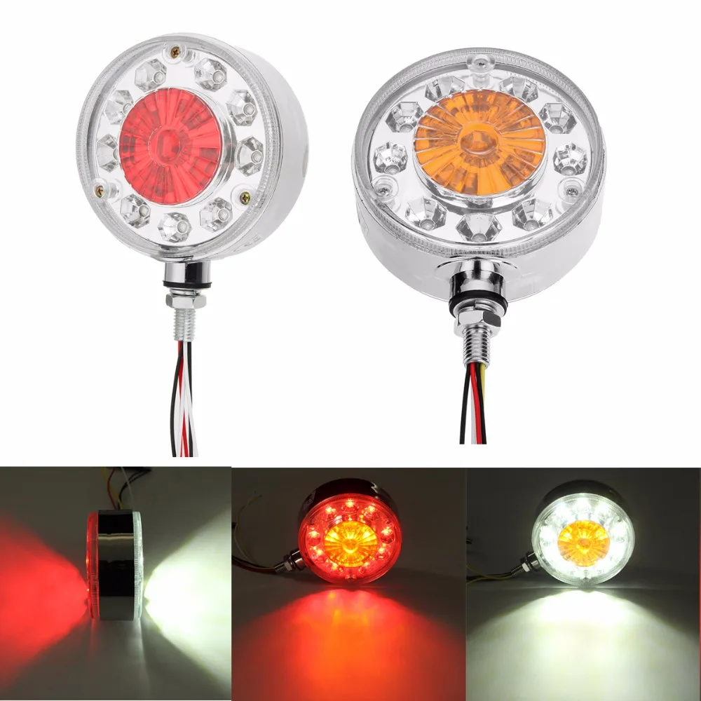 

1 Pair Double Face Side Marker Light Stop 28 LED Turn Signal Warning Lamp for 24V Truck Trailer Lorry Tractor