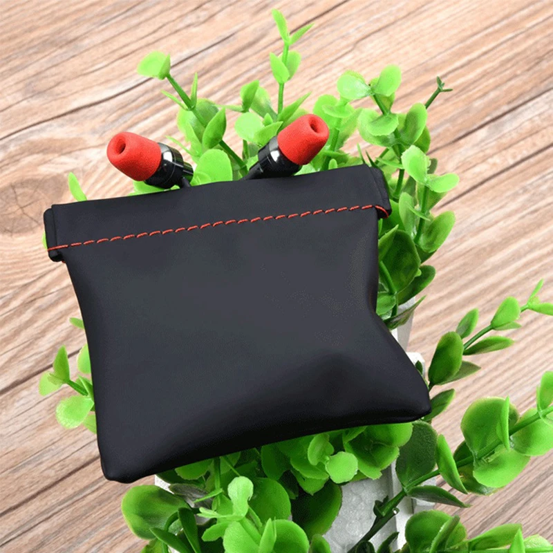 RACAHOO Mini Earphone Bag PU Leather Headphone Carrying Case Headphones Storage Pouch Protection Cable Headset Earbud Coin Bag4