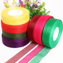 50 yardas/rollo ancho 1 ''(25mm) Cintas de organza cintas decorativas de boda DIY Bow paquete para regalos de fiestas accesorios de costura