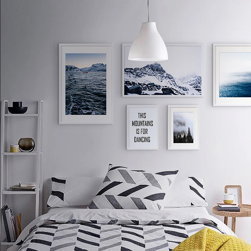 Nordic Decorative Landscape Sea Snow Mountain Canvas Painting Poster And Print Picture Wall Art Living Room Bedroom Decoration | Дом и сад