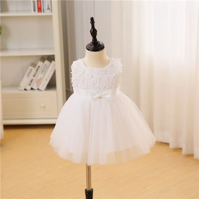 

White baby summer dress wedding party princess baby girl baptism dress newborn baby dresses for girl 1st birthday dress for girl