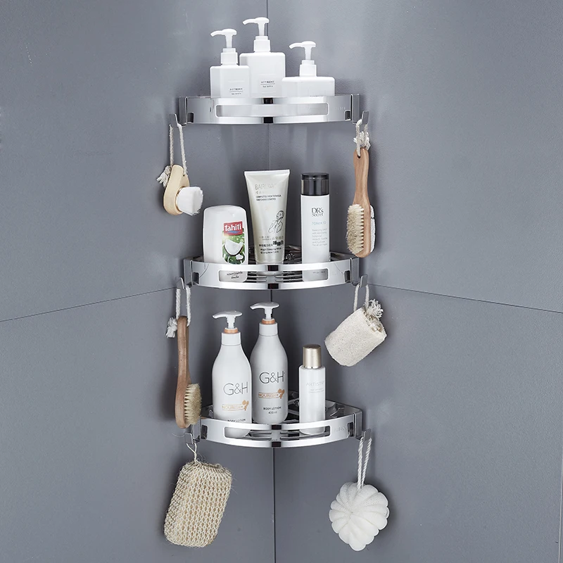 elazeb Bathroom Shelves Brushed Nickel Stainless Steel Wall Mount