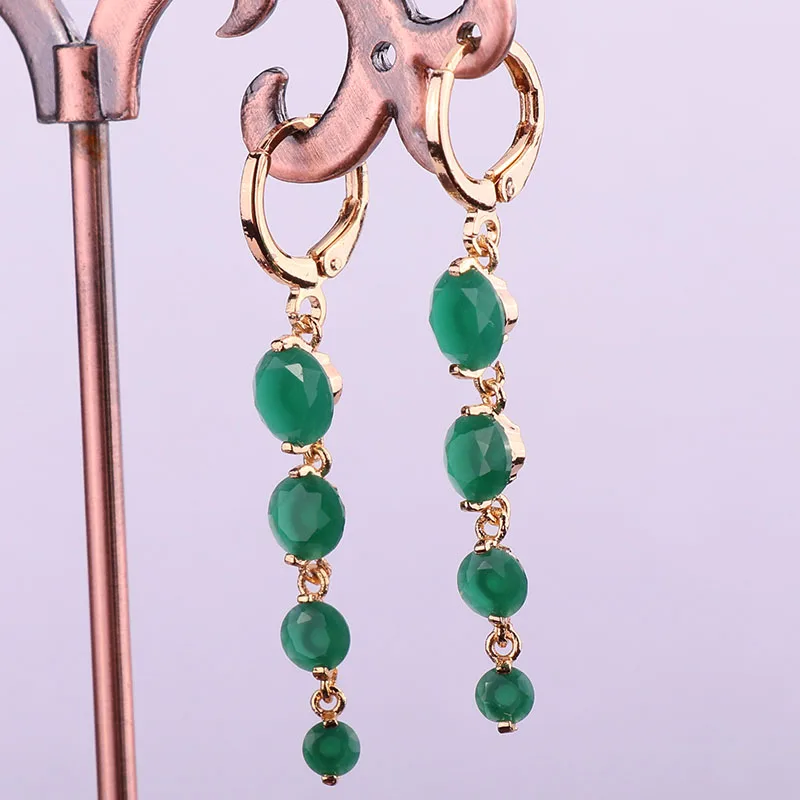 

Vintage Drop Earrings for Women Gold Color Earring With Fashionable Round Zircon Drop Trendy Jewelry for Party Wedding Gift
