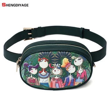 

Belt Bag Waist Bag Round Fanny Pack 2018 New Summer Women Chain leather Shoulder Crossbody Bags Handbags Green Hight Quality