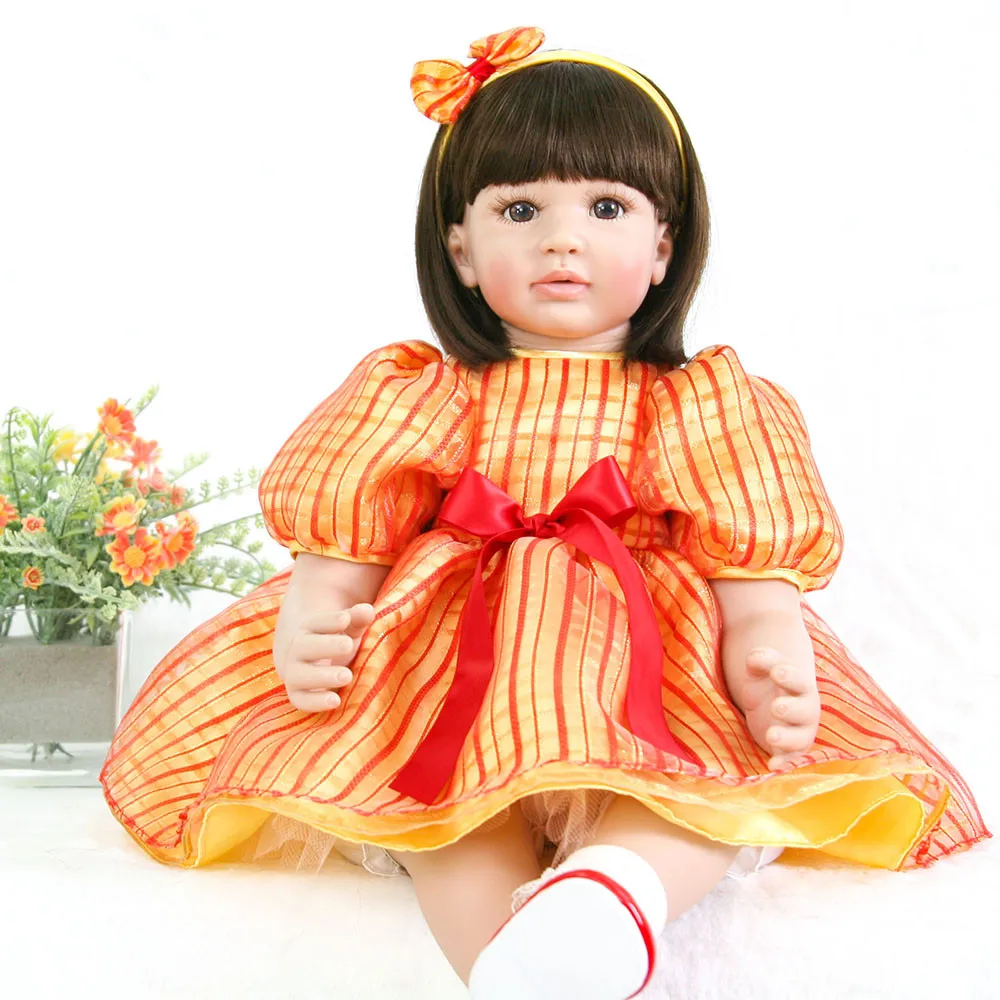 

58cm Reborn Silicone 24inch Vinyl Princess Toddler handmade real looking newborn Dolls Kids Birthday Gift Play House Bedtime T