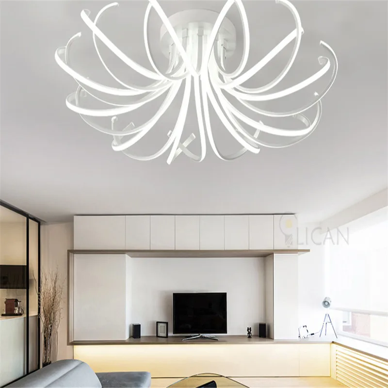 LICAN, дизайн, потолочный светильник s для гостиной, спальни, пульт дистанционного управления и затемняющий светильник, 110 В, 220 В, потолочный светильник