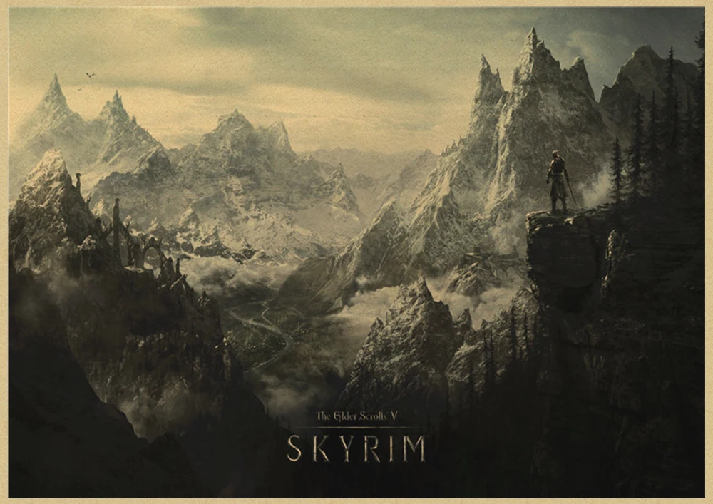 The Elder Scrolls Skyrim игра крафт-игра плакат домашний интерьер украшения рисунок core наклейки на стену - Цвет: Бургундия