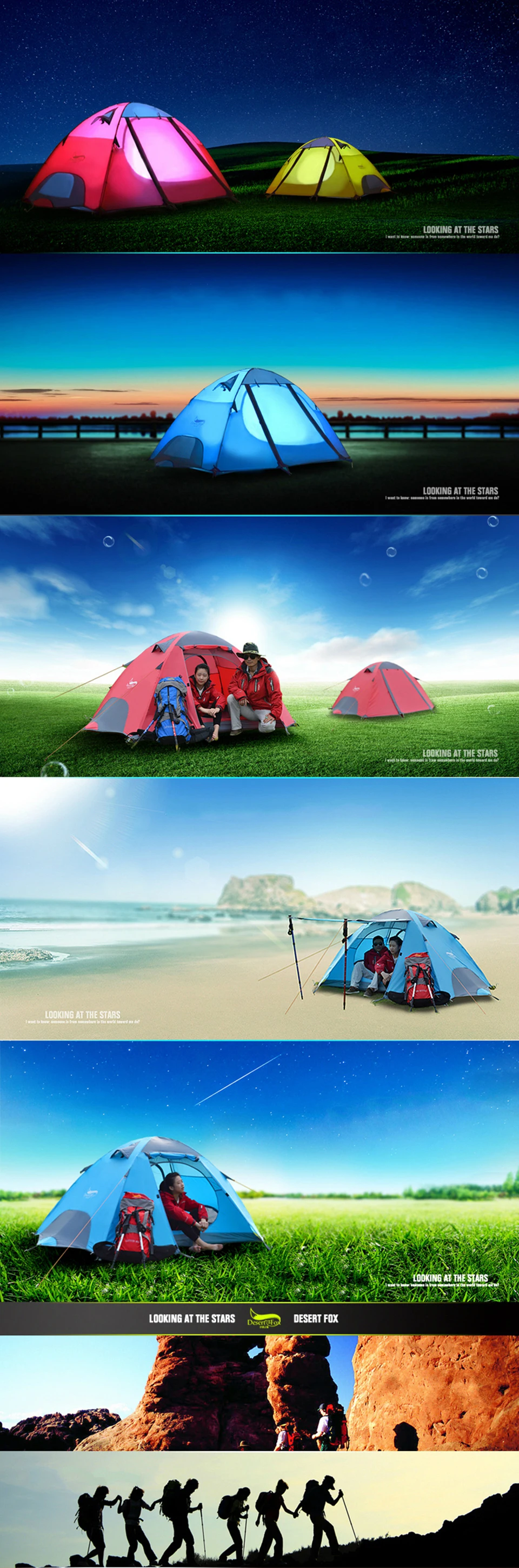 Походная палатка для пустыни и лисы, 2-3 человека, 4 сезона, легкая алюминиевая водонепроницаемая двухслойная палатка для кемпинга, пеших прогулок