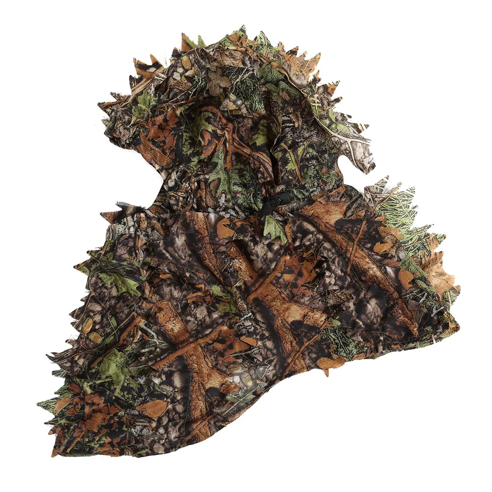 Камуфляжный охотничий капюшон с зелеными листьями, сетка с отверстием для глаз и узором в виде листьев, открытая охотничья сетка