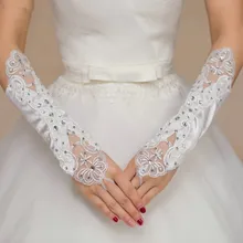 Free Shipping Bridal Gloves Applqiue with Rhinestone Fingerless Gloves Wedding Gloves