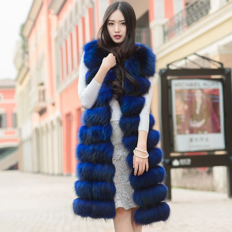 

MLHXFUR 100 cm Long Genuine Real Raccoon Fur Vest Waistcoats Sleeveless Coat Outwear Custom Make