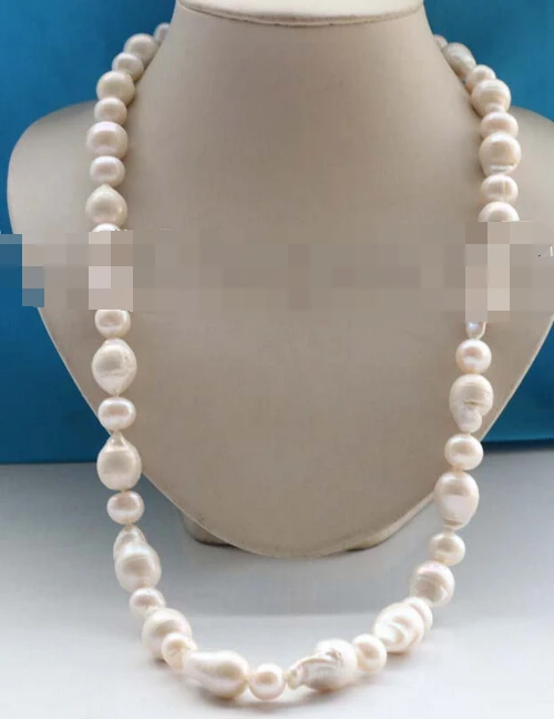 

Jew3116 28" Natura White Round Reborn Keshi Pearl Necklace 14k AAA