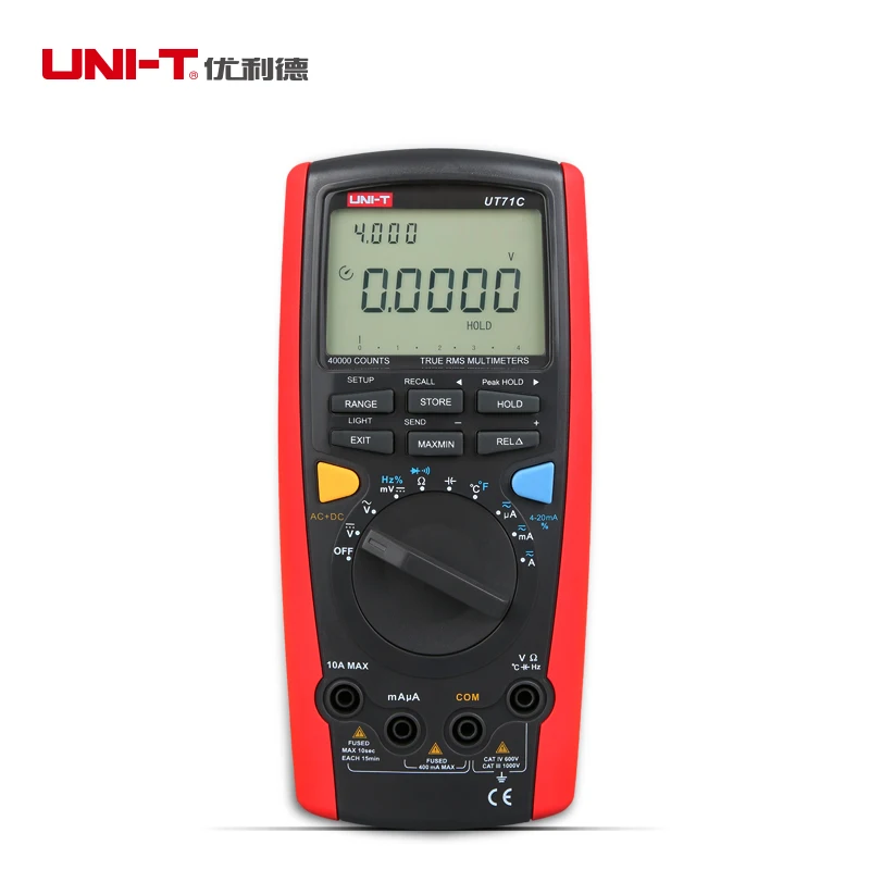 

UNI-T UT71C Digital Multimeter Auto Range Multi meter True RMS C/F Temperature Tester with USB Interface