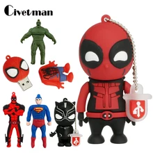 Флеш-диск USB 2,0 с героями мультфильмов, 64 ГБ, флешка супергероя, Халка, Дэдпула, 4 ГБ, 8 ГБ, 16 ГБ, 32 ГБ, карта памяти, диск, креативная игрушка, подарок Супермена