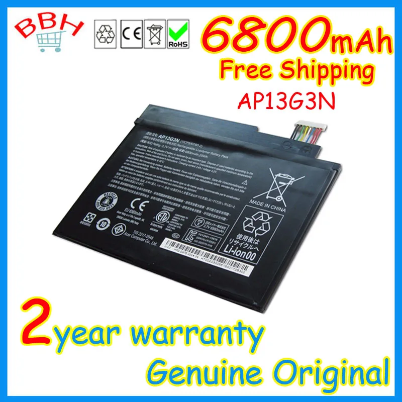 Новый ОРИГИНАЛЬНЫЙ AP13G3N аккумулятор для Acer Iconia W3-810 W3-810P Tablet 8 &quotСерии 3.7 В 6800 мАч 25wh