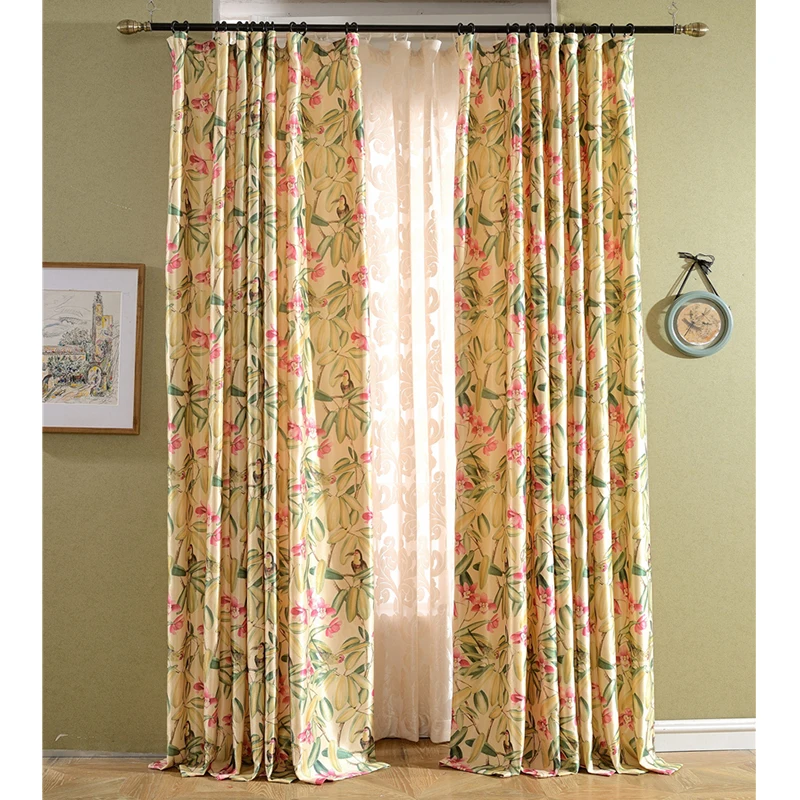 Classic American country style printed window curtains retro style
