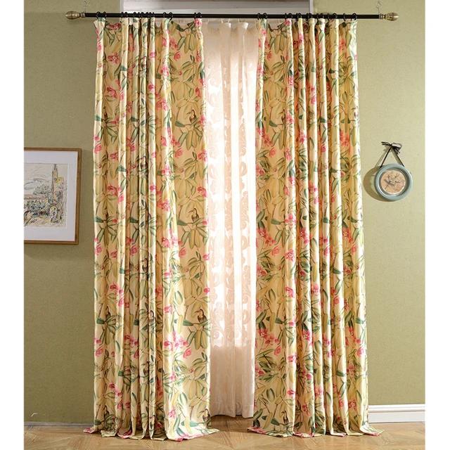 Classic American country style printed window curtains retro style design curtains fabric for