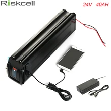 New style 24v 40ah 350w silver fish batteries with USB port electric bicycle battery 24v 40ah Sanyo li-ion battery pack+charger