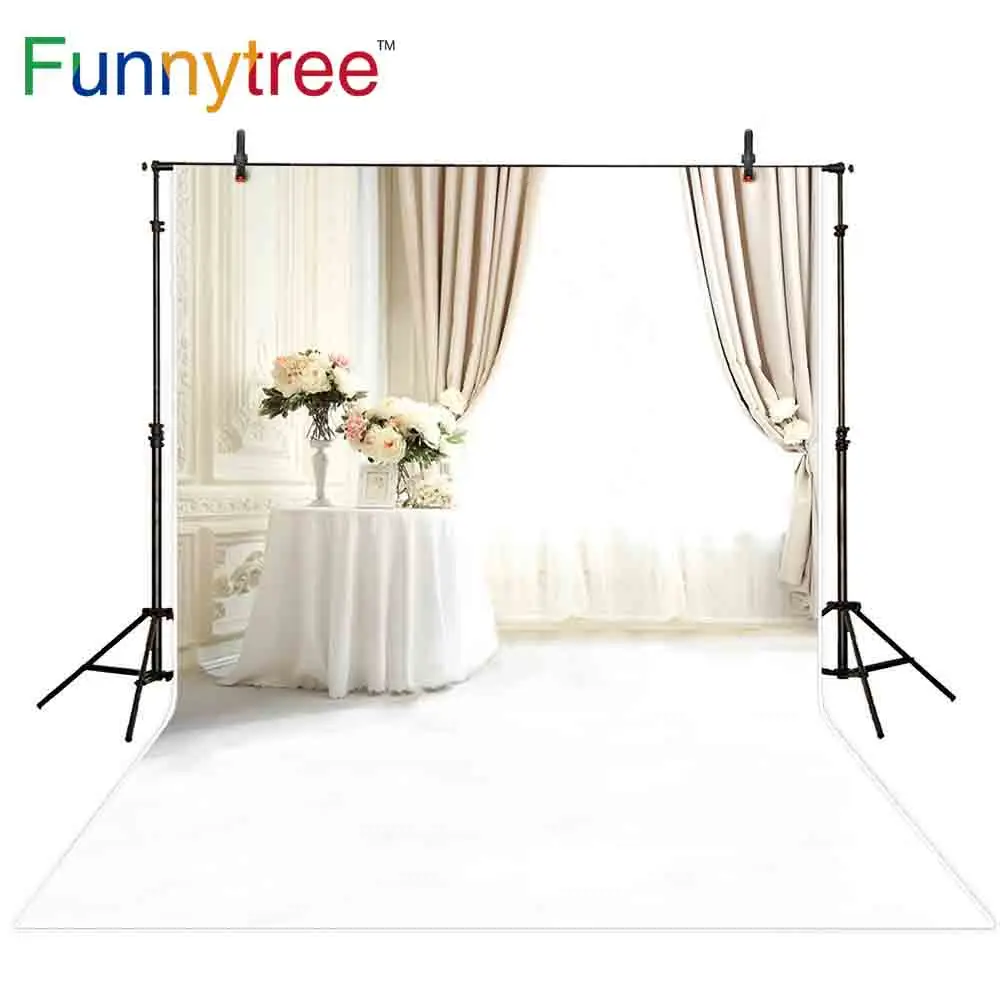 Фон Funnytree для фотостудии белая комната Свадебная сцена цветок окно