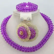 Популярный светильник фиолетовый нигерийский Свадебный Африканский бисер ювелирный набор ручной работы последние Кристальные бусы в африканском стиле ювелирный набор AIJ404